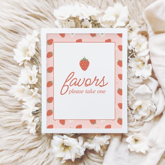 Eerste verjaardag van Strawberry Girls | Favor tab Poster