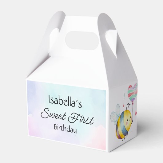 Eerste verjaardag van Sweet Bee gepersonaliseerd Bedankdoosjes (Voorkant Zijde)