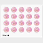 Eerste verjaardag van Teddy Bear Pink Balloons Ronde Sticker (Vel)