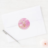 Eerste verjaardag van Teddy Bear Pink Balloons Ronde Sticker (Envelop)