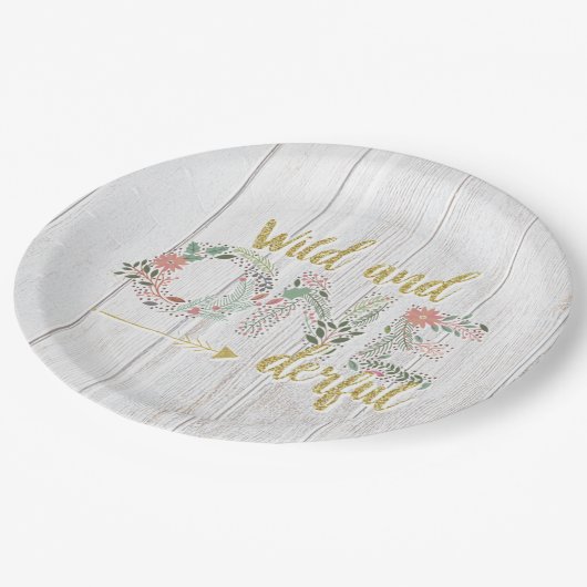 Eerste verjaardag van Wild and Onederful Baby Girl Papieren Bordje (Gekanteld)