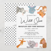 Eerste verjaardag van Wild ONE safari oerwoud Kaart (Voorkant / Achterkant)