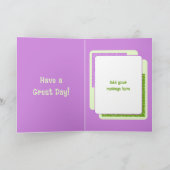 Eerste verjaardag vandaag naam foto paars groen kaart (Binnen)