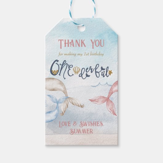 Eerste verjaardag: Vernederende Zeemeerminnende Pa Cadeaulabel (Voorkant)