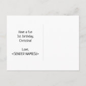 Eerste verjaardag: Vet, Vun, Eenvoudig, Regenboog Briefkaart (Achterkant)