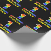 Eerste verjaardag: Vet, Vun, Eenvoudig, Regenboog  Cadeaupapier (Hoek)