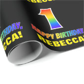 Eerste verjaardag: Vet, Vun, Eenvoudig, Regenboog  Cadeaupapier (Rol Hoek)