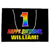 Eerste verjaardag: Vet, Vun, Eenvoudig, Regenboog  Groot Cadeauzakje (Achterkant)