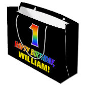 Eerste verjaardag: Vet, Vun, Eenvoudig, Regenboog  Groot Cadeauzakje (Achterkant Gekanteld)