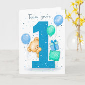 Eerste verjaardag voor een jongen kaart (Gele Bloem)