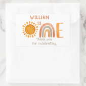Eerste verjaardag Waterverf Boho Rainbow en Sun Rechthoekige Sticker (Tas)