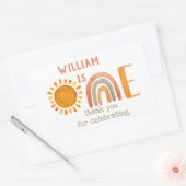 Eerste verjaardag Waterverf Boho Rainbow en Sun Rechthoekige Sticker (Envelop)