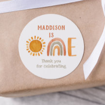 Eerste verjaardag Waterverf Boho Rainbow en Sun