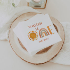 Eerste verjaardag Waterverf Boho Rainbow en Sun Servet