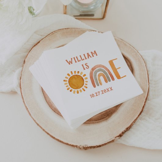 Eerste verjaardag Waterverf Boho Rainbow en Sun Servet