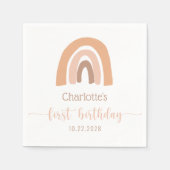 Eerste verjaardag Waterverf Boho Rainbow Napkins Servet (Voorkant)