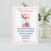 Eerste Verjaardag - Waterverf cadeaus en ballonnen Bedankkaart (Staand voorkant)