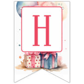 Eerste Verjaardag - Waterverf cadeaus en ballonnen Vlaggetjes (Tweede vlag)