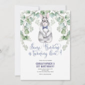 Eerste verjaardag, Waterverf, een konijntje is er  Kaart (Voorkant)