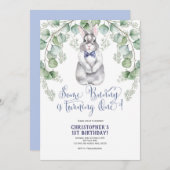 Eerste verjaardag, Waterverf, een konijntje is er  Kaart (Voorkant / Achterkant)