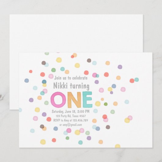 Eerste verjaardag Waterverf Kaart (Voorkant / Achterkant)