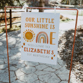 Eerste verjaardag Waterverf regenboog en zon welko Poster