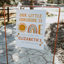 Eerste verjaardag Waterverf regenboog en zon welko