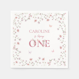 Eerste Verjaardag Waterverf Wildflower Butterfly Servet