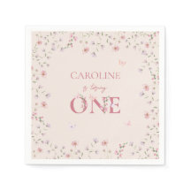 Eerste Verjaardag Waterverf Wildflower Butterfly