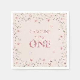 Eerste Verjaardag Waterverf Wildflower Butterfly Servet