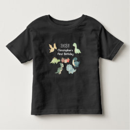 Eerste verjaardag waterverf zoete dinosaurus zwart kinder shirts