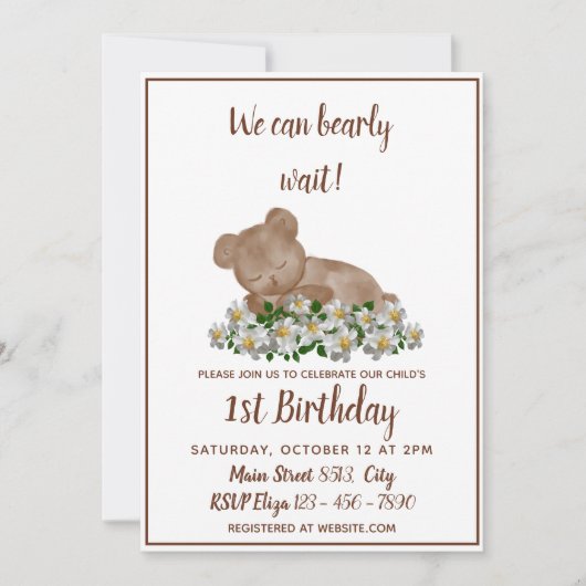 Eerste verjaardag - We kunnen uitnodiging vroeg wa (Voorkant)