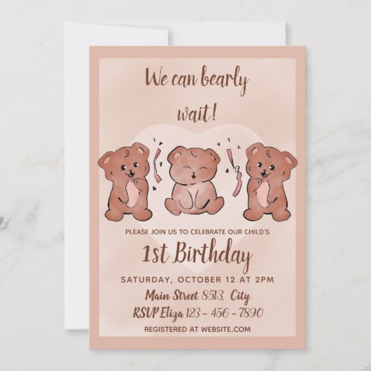 Eerste verjaardag - We kunnen uitnodiging vroeg wa (Voorkant)