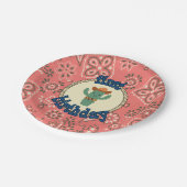 Eerste Verjaardag Western Bandana Cactus Papier Bo Papieren Bordje (Gekanteld)