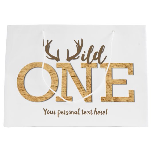 Eerste verjaardag Wild One Boy Verjaardagsfeestje Groot Cadeauzakje (Voorkant)