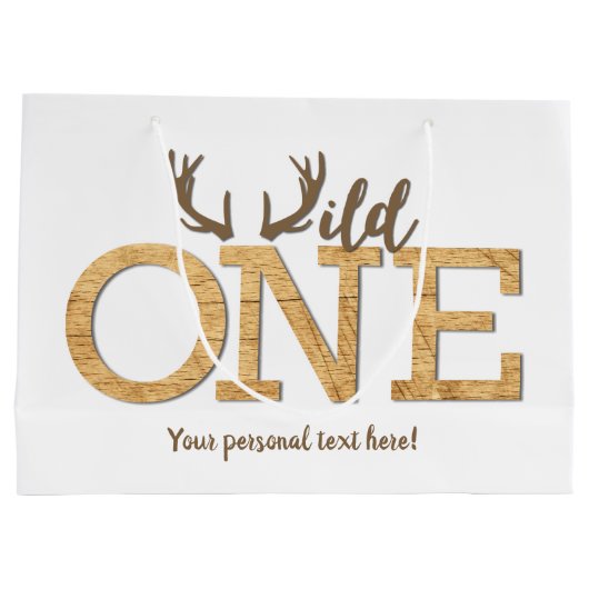 Eerste verjaardag Wild One Boy Verjaardagsfeestje Groot Cadeauzakje (Achterkant)