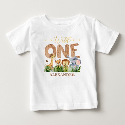 Eerste verjaardag Wild One Oerwoud Baby T-shirt (Voorkant)