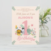 Eerste verjaardag, Wild One Oerwoud Safari Party Kaart (Staand voorkant)