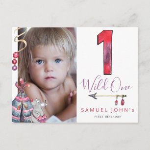 Eerste verjaardag Wild One stam-FOTO jongensfeestj Briefkaart