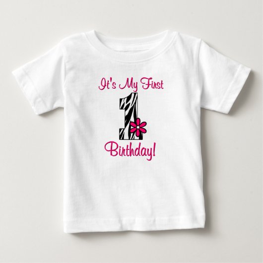 Eerste Verjaardag Zebra Print Meisjes Shirt (Voorkant)