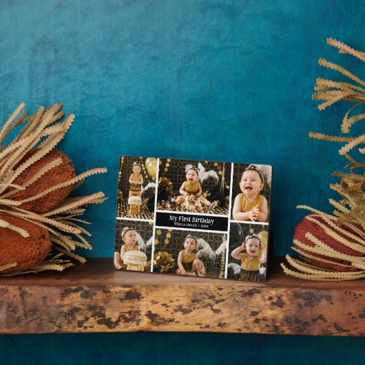 Eerste verjaardag zes fotocollage fotoplaat (Zijkant)