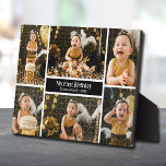 Eerste verjaardag zes fotocollage fotoplaat<br><div class="desc">Een zes foto collage van uw kind / kinderen, hun naam en gelegenheidsboodschap in chique witte letters op zwart wordt direct op het hardboard geplaatst voor een verbluffend helder afbeelding met een gemakkelijk schoon oppervlak. Tafelblad, op een plank of bureau, deze plaquette met een ingebouwde ezel is geweldig voor een...</div>