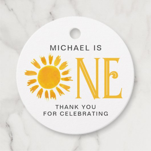 Eerste verjaardag zon dank u bedankjes labels (Voorkant)