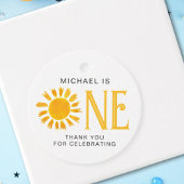 Eerste verjaardag zon dank u bedankjes labels