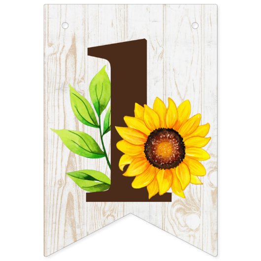 Eerste verjaardag Zonnebloem & Rustige houten part Vlaggetjes (Eerste vlag)