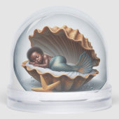 Eerste Verjaardag Zwarte Kleine Zeemeermin Sneeuwbol (Voorkant)