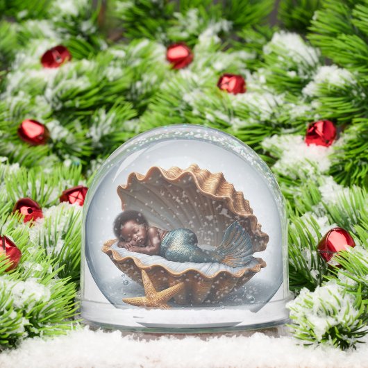 Eerste Verjaardag Zwarte Kleine Zeemeermin Sneeuwbol (Kerstmis)