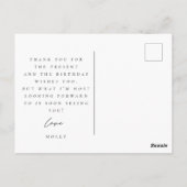 eerste verjaardagfoto bedankt briefkaart (Achterkant)