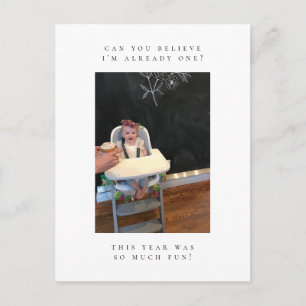 eerste verjaardagfoto bedankt briefkaart