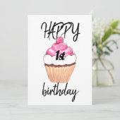 Eerste verjaardagkaart Gelukkig Kaart (Staand voorkant)